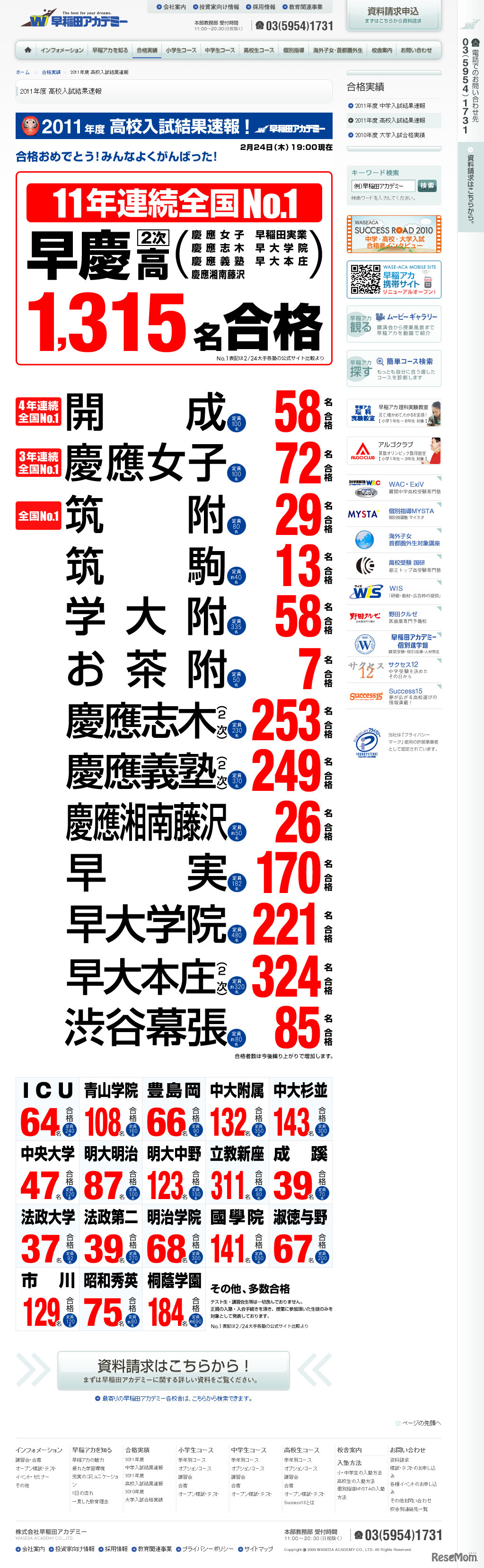 早稲田アカデミー 2月24日19時集計データ