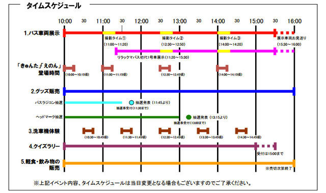 展示予定車両・イベントスケジュール