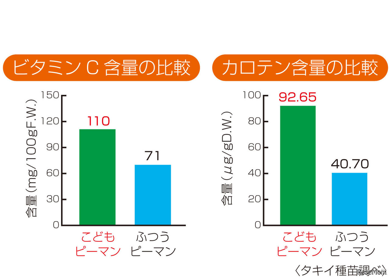 ビタミンC・カロテンの含量比較