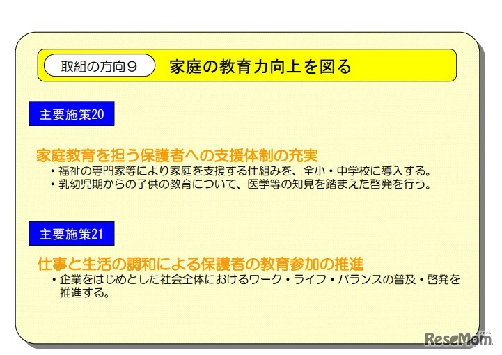 家庭の教育力向上を図る