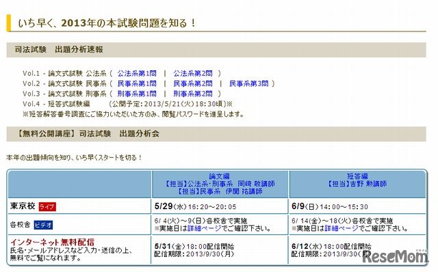 伊藤塾「出題分析速報」「出題分析会」