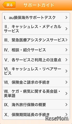 サポートガイド画面