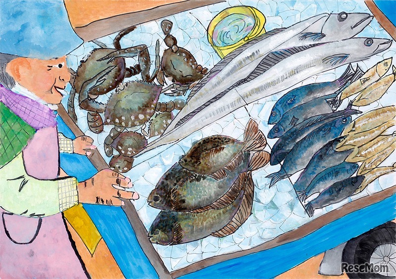 前回入賞作品・日本水産賞「魚屋さん」（絵画）