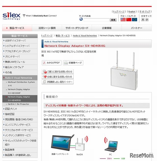 Network Display Adaptor（NetDA）の紹介サイト