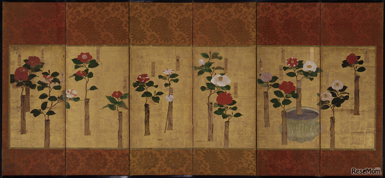 「椿図屏風」年未詳　個人蔵（千葉市美術館寄託）