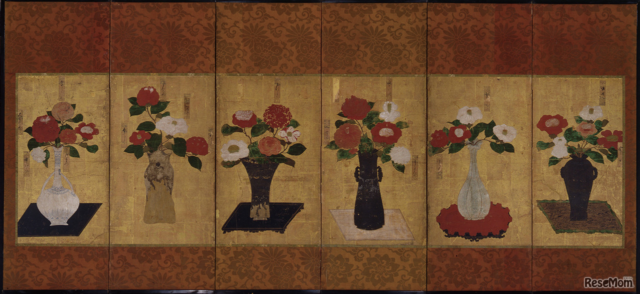 「椿図屏風」年未詳　個人蔵（千葉市美術館寄託）