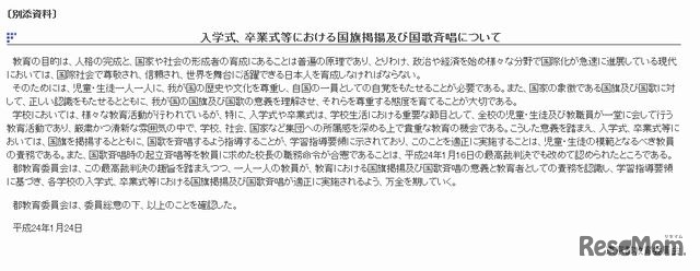 入学式、卒業式等における国旗掲揚及び国歌斉唱について