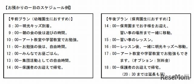 一日のスケジュール例