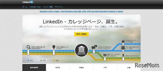 LinkedIn カレッジページの紹介ページ