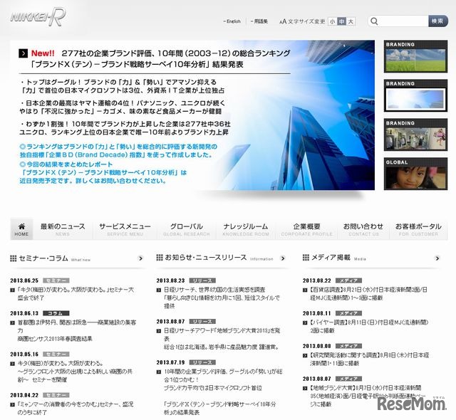 日経リサーチのホームページ