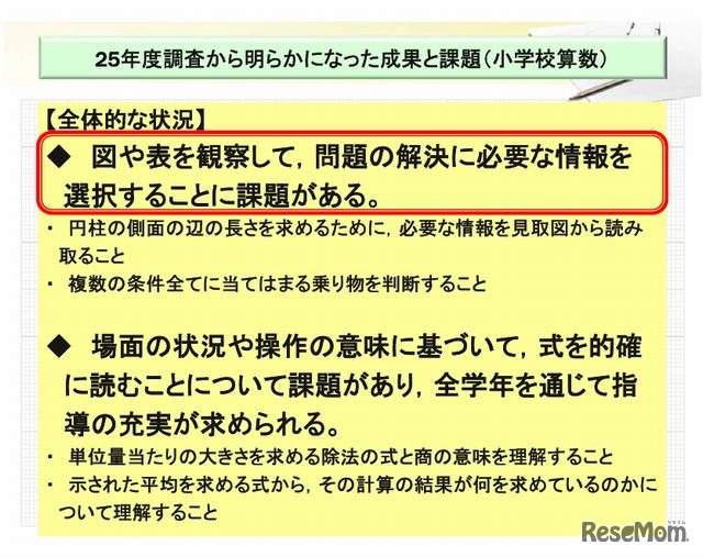 明らかになったこと（小学校算数）
