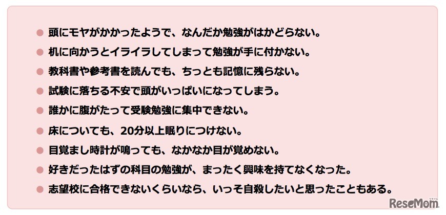 受験生ストレスの症状、本郷赤門前クリニック
