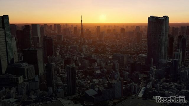 夕日の東京タワー