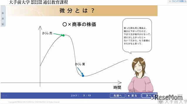大手前大学通信教育課程のeラーニング科目「数学」