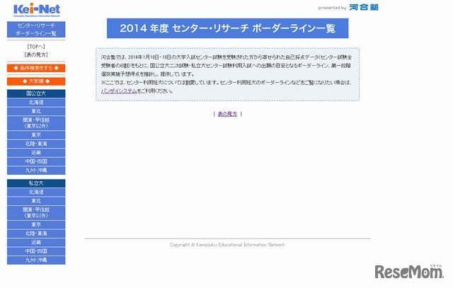 センター・リサーチ ボーダーライン一覧