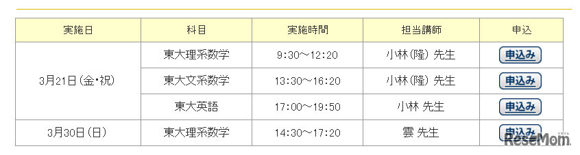 開催スケジュール