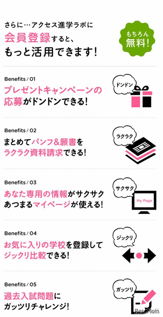 会員登録の特典