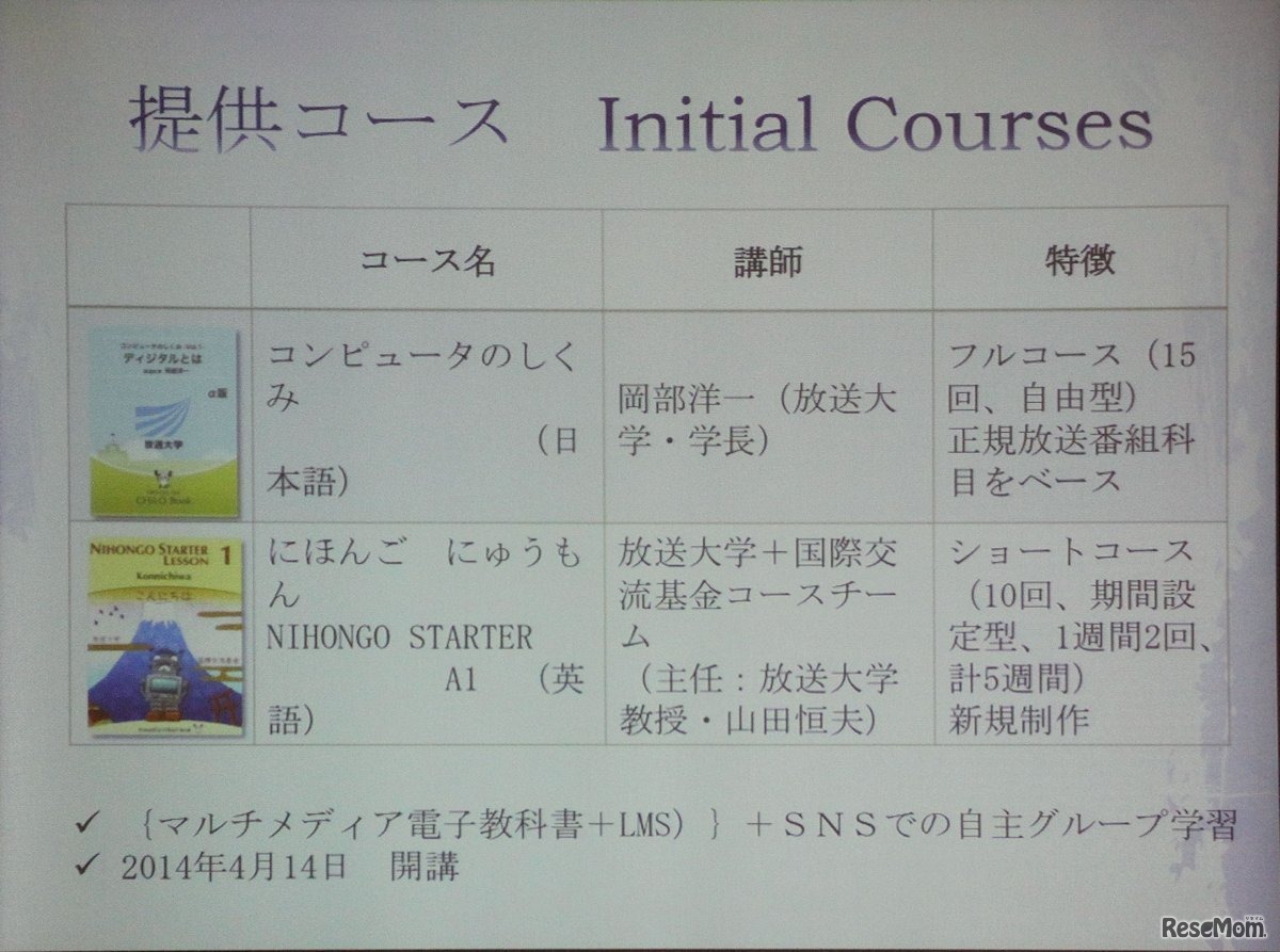 OUJ MOOCの授業予定