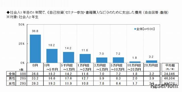 社会人1年目の1年間で自己投資のために支出した費用