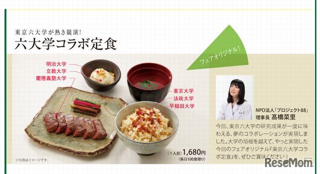 六大学コラボ定食