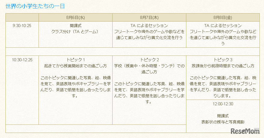 日本でできる小学生の国内留学プログラム（スケジュール）