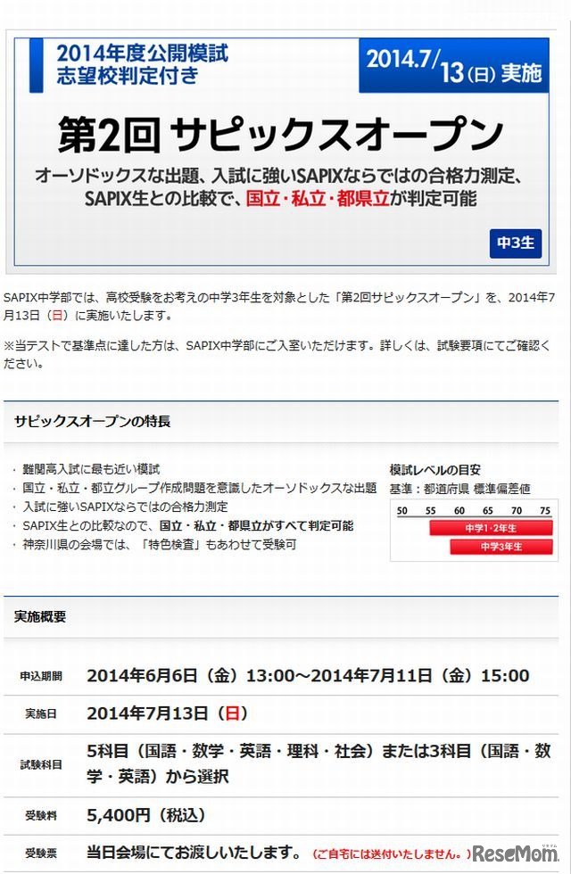 第2回サピックスオープン