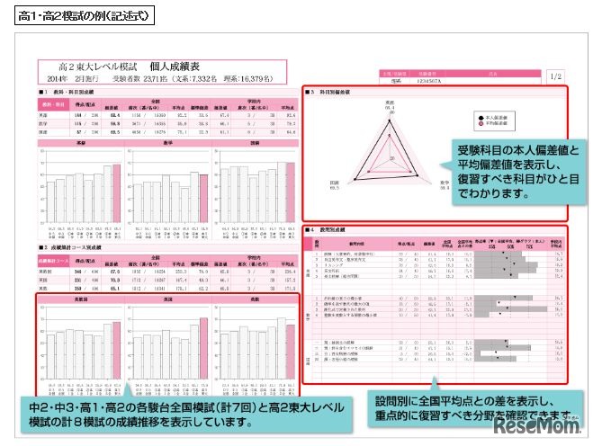 模試の個人成績表