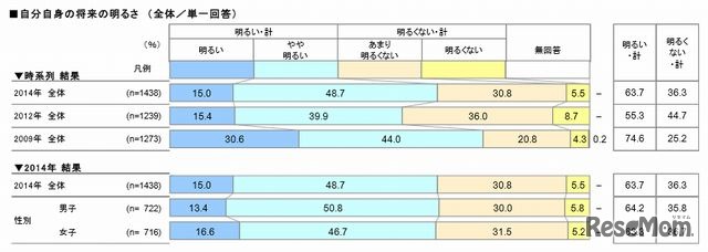 自分自身の将来の明るさ