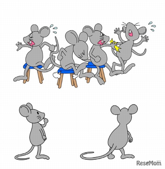 いす取りゲームのような「社会的競争状態」を作り出すと、幼若期社会隔離ストレスマウスは参加したがらなかった