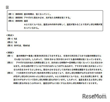 過去の問題　解答と解説
