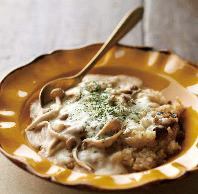 ビゴーテのミラノ風リゾット ボルチーニのベシャメルソースがけドリア風