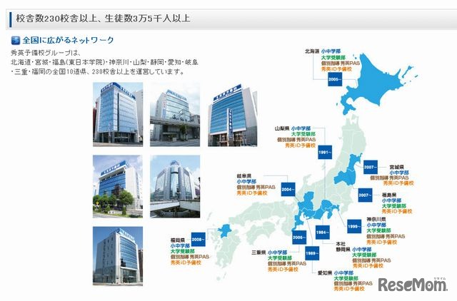 秀英予備校グループのネットワーク