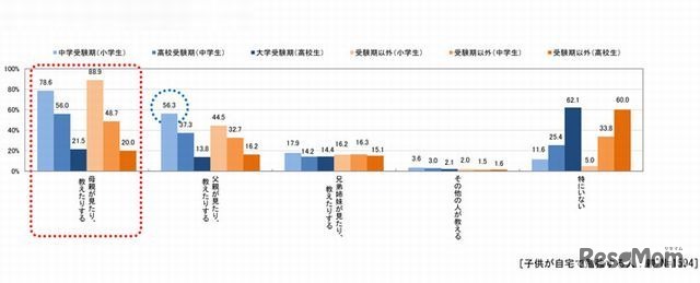子どもが自宅で勉強する時に見たり教えたりする人