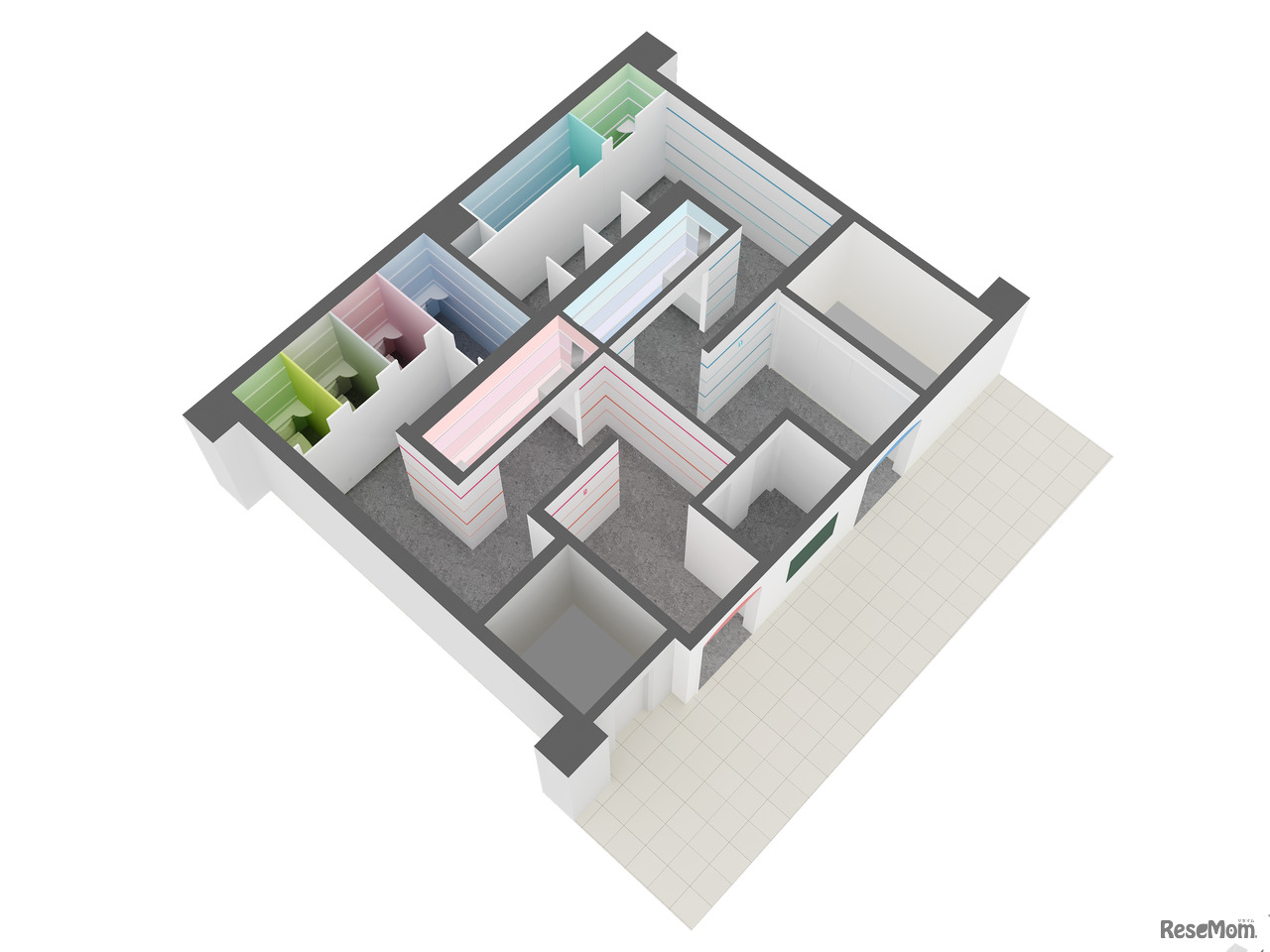 男子トイレも改修。男女ともにフィッティングボードを設置（2号館3F完成予想図）