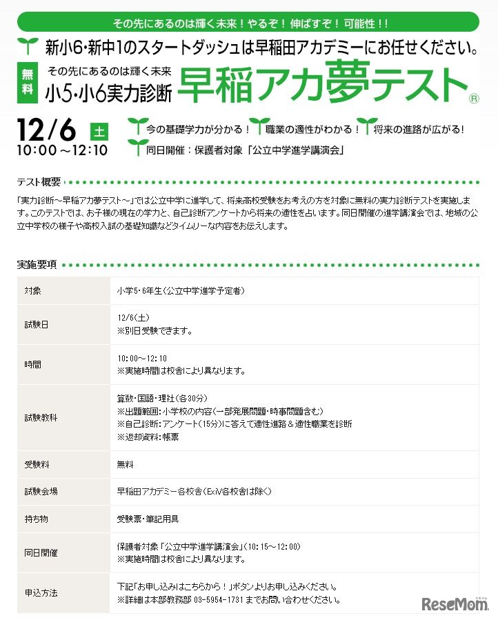 早稲アカ夢テスト