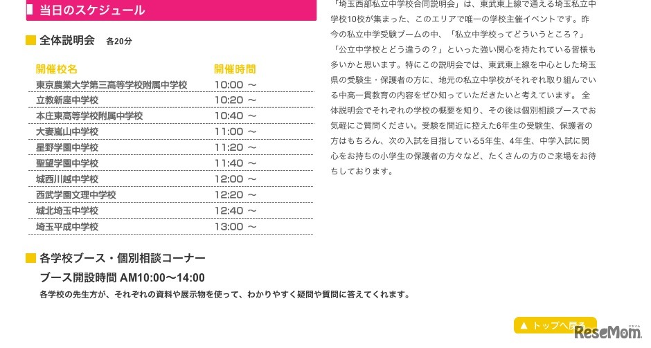 当日のスケジュール