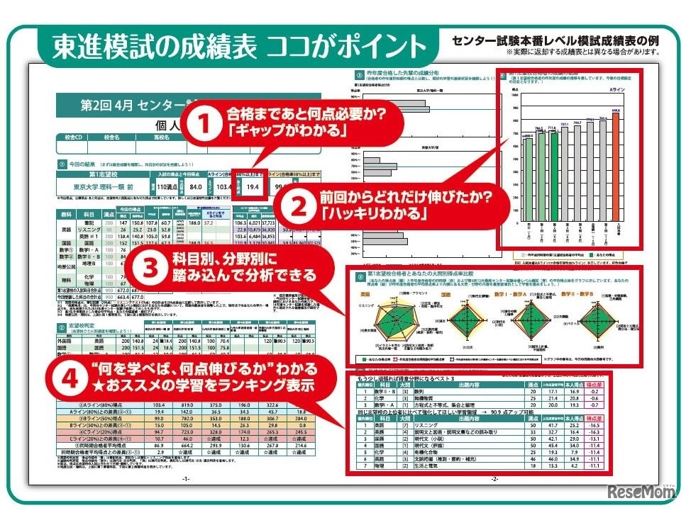 成績表のポイント