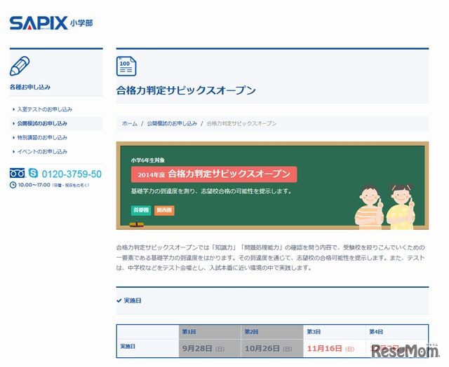2014年度合格力判定サピックスオープン