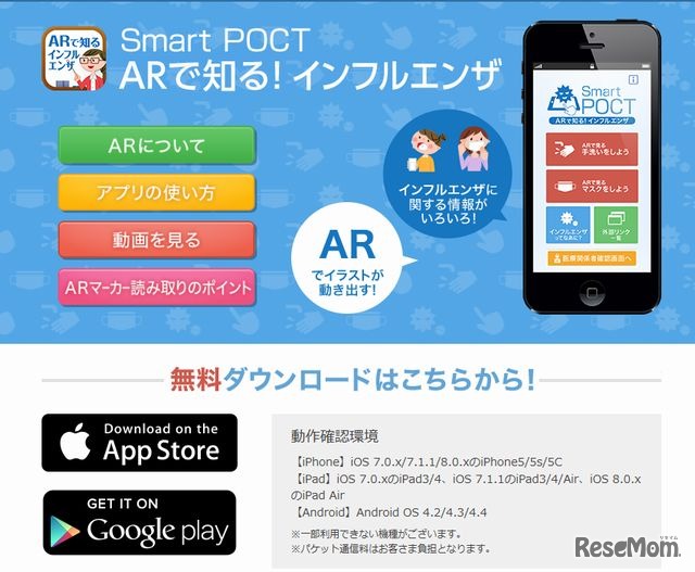 アプリ「「ARで知る！インフルエンザ」