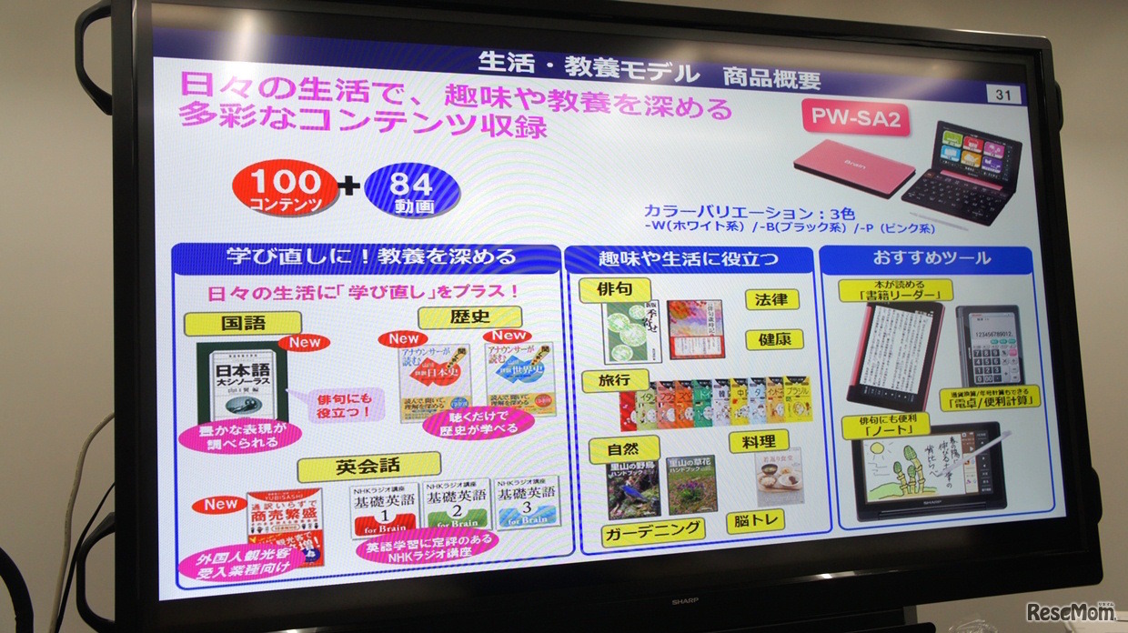 生活・教養モデル「PW-SA2」 商品概要