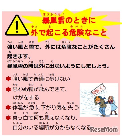 「楽しい雪とあばれる雪　－暴風雪は危険がいっぱい！」リーフレット