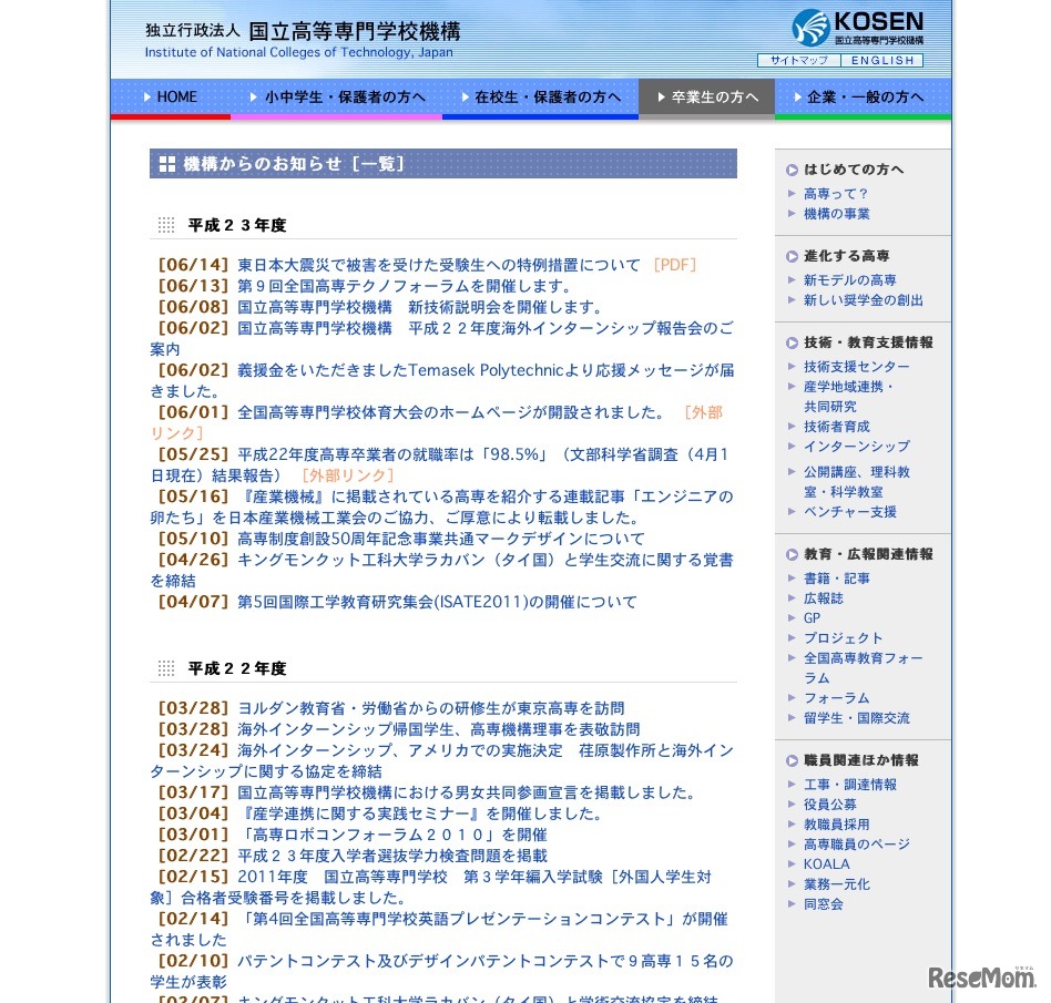 独立行政法人 国立高等専門学校機構