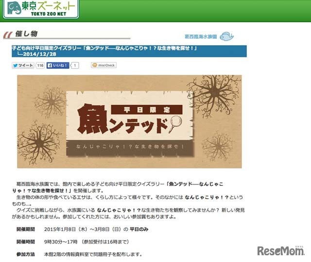 平日限定クイズラリー「魚ンテッドーなんじゃこりゃ！？な生き物を探せ！」