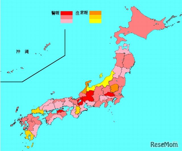 インフルエンザ流行レベルマップ