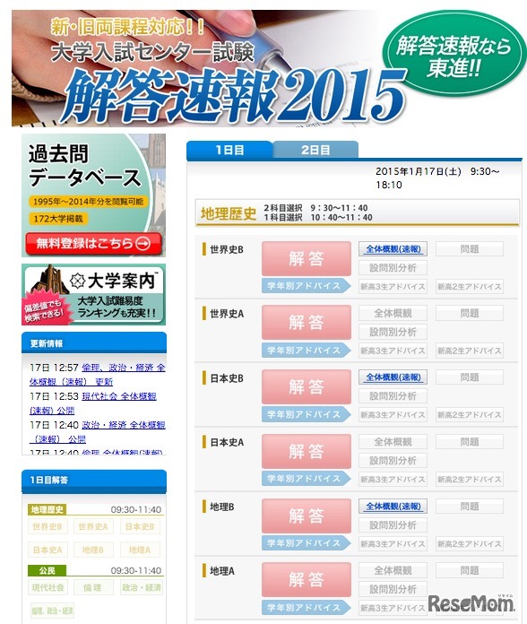 東進、地理歴史の全体概観