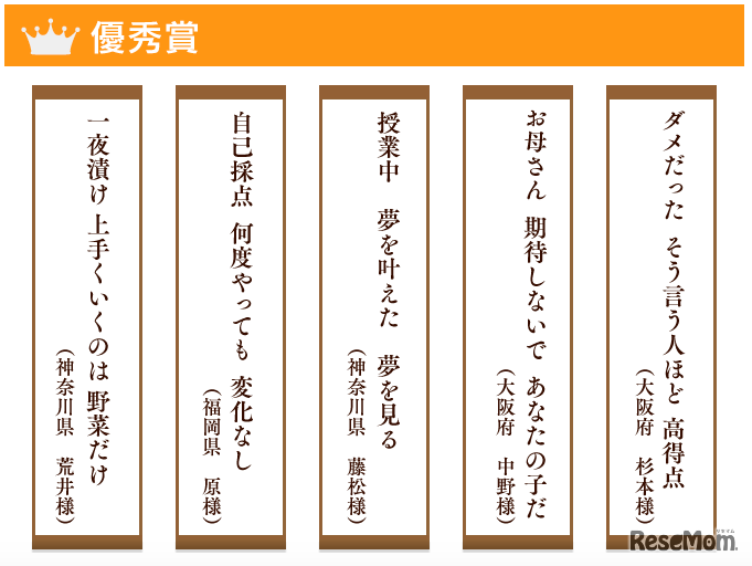 優秀賞に選ばれた作品