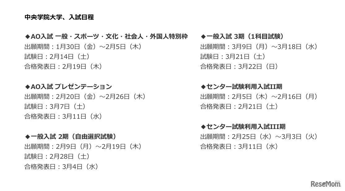 入試日程