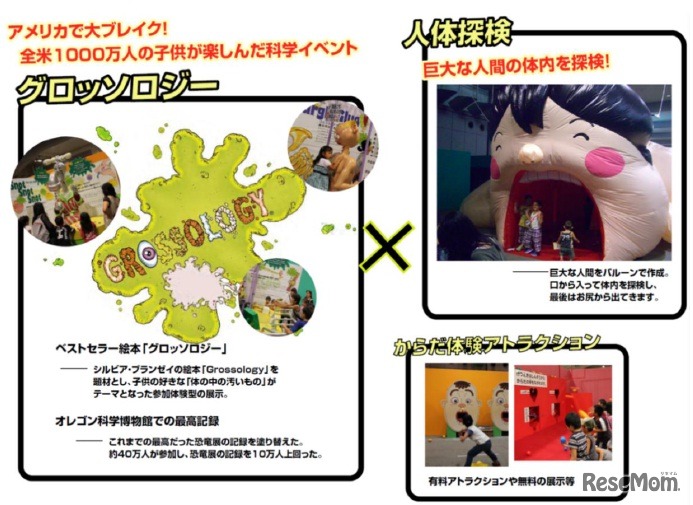 からだをテーマにしたアトラクションや展示物がたくさん