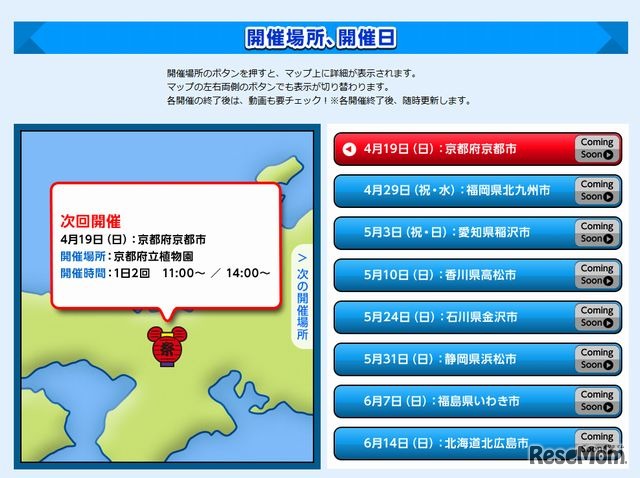 開催場所と開催日