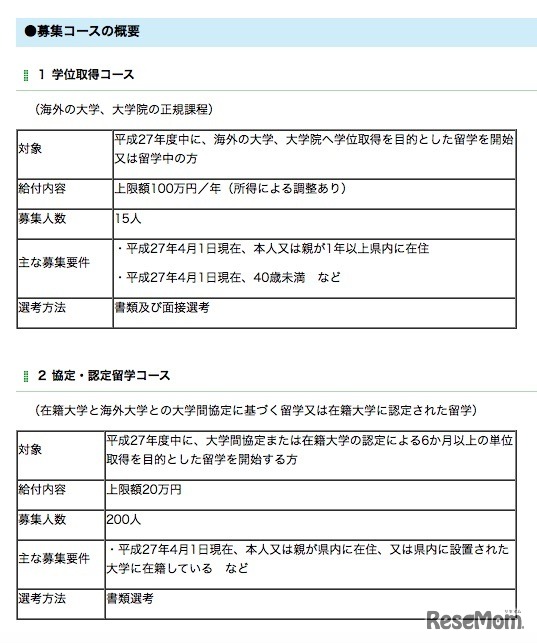 「学位取得コース」「協定・認定留学コース」